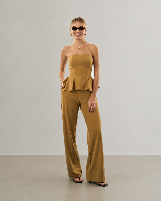 CALÇA WID LEG ALFAIATARIA ACUCAR MASCAVO (BEGE)