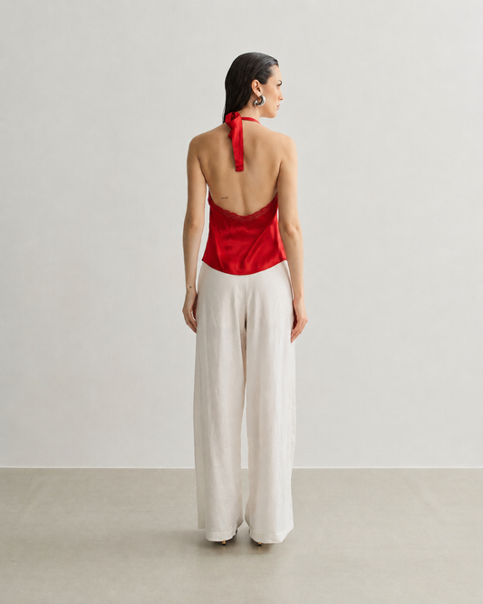 REGATA CETIM COM RENDA VERMELHO