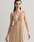 VESTIDO MIDI FRENTE U COM AMARRAÇÃO BEGE