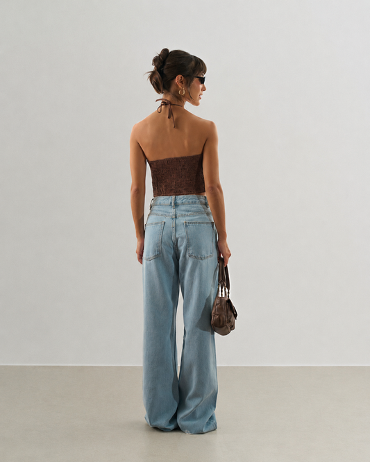 CALÇA JEANS WIDE LEG AZUL  CLARO