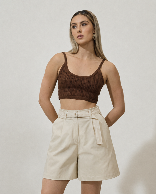 Bermuda Alfaiataria com Cinto OFF WHITE