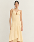 VESTIDO COM AMARRAÇÃO BARRA ASSIMÉTRICA CREME