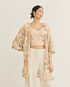 BLUSA KIMONO ALONGADO RENDA PAETÊ AVEIA (BEGE)