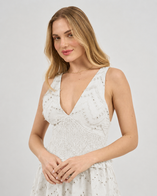 VESTIDO PALA TEXTURIZADO OFF WHITE