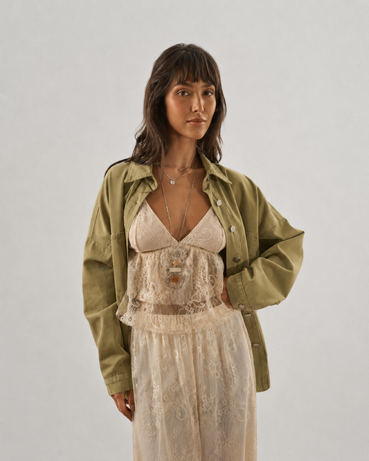 CAMISA DE SARJA OVERSIZED VERDE