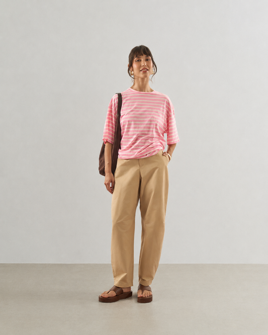 CAMISETA OVERSIZED LISTRADA ROSA