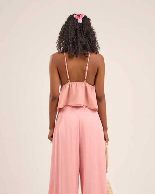 REGATA COM DECOTE TRANSPASSADO ROSA