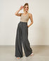 Calça Pantalona Risca de Giz Cinza
