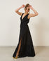 Vestido Longo Decote V Três Marias Rosa PRETO