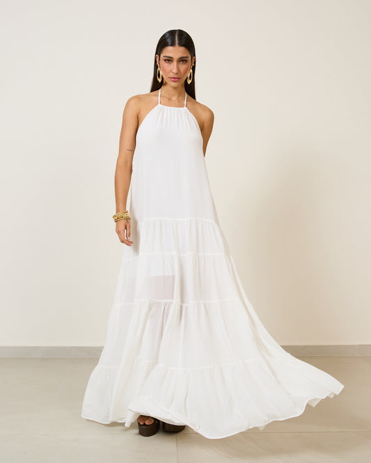 Vestido Longo Frente Única Off WHITE