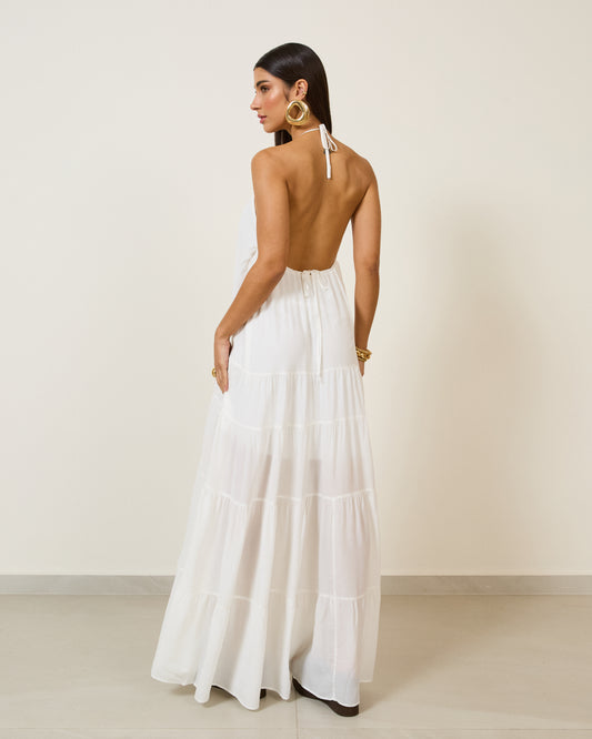 Vestido Longo Frente Única Off WHITE