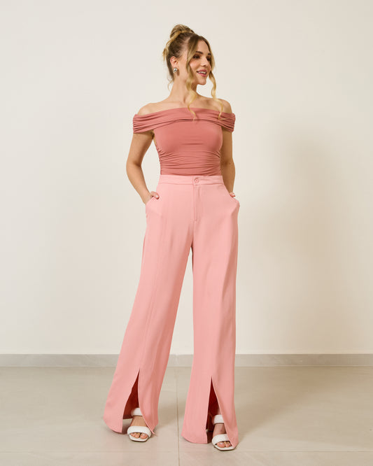 Calça Alfaiataria Fenda Rosa UNICA