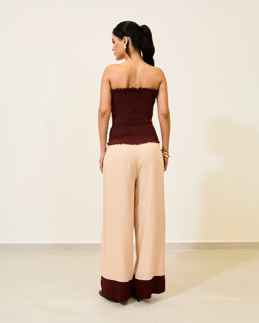 Calça Pantalona Bicolor Rose e ROSE