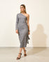 VESTIDO MALHA RIB MESCLA CINZA