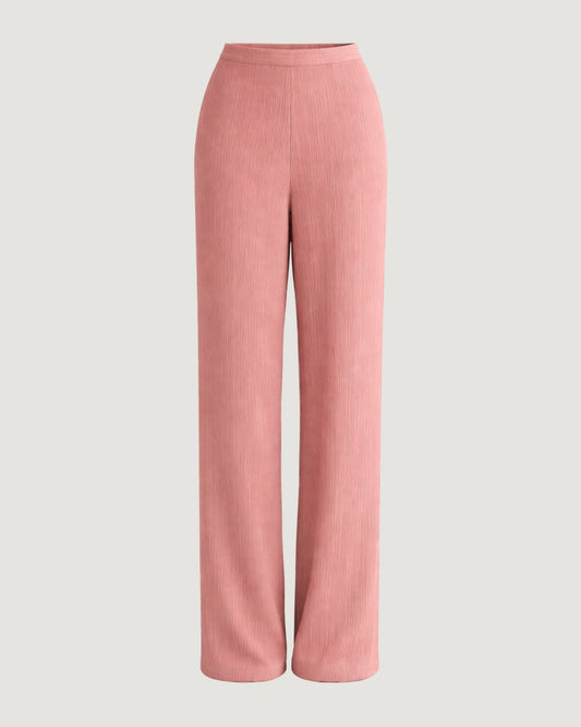 CALÇA RETA PLISSADA ROSA