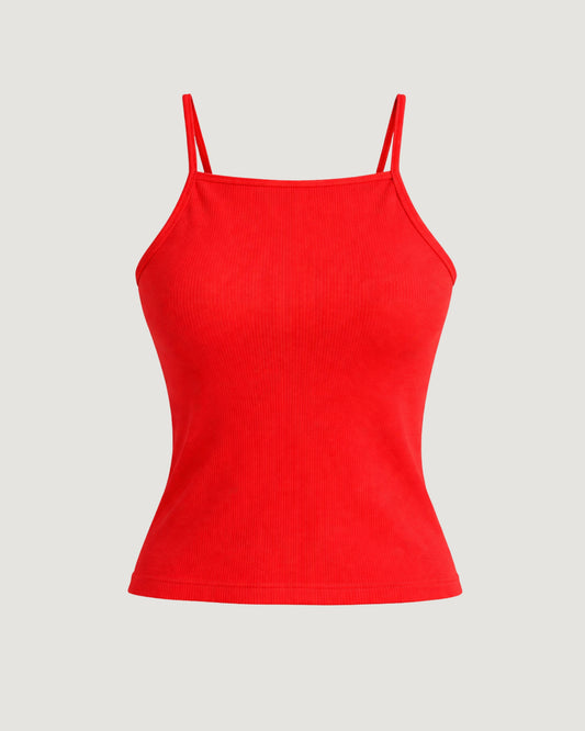 REGATA CANELADA ALÇA VERMELHO