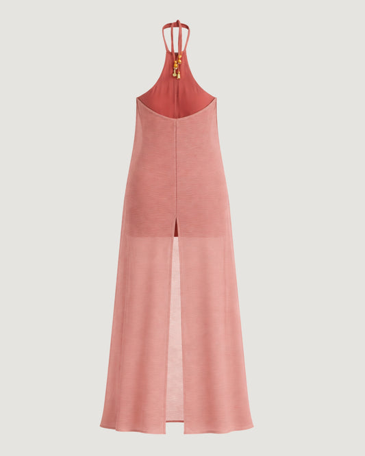 VESTIDO LONGO PLISSADO ROSA