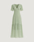 VESTIDO LONGO DETALHES BOTÃO VERDE