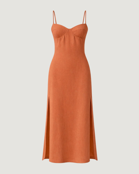 VESTIDO MIDI COM BOJO LARANJA