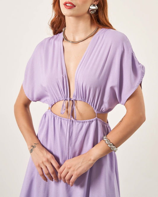 Vestido Midi Franzido Ray LILAS