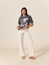 CALÇA FLARE LAISE TEXTURIZADA OFF WHITE