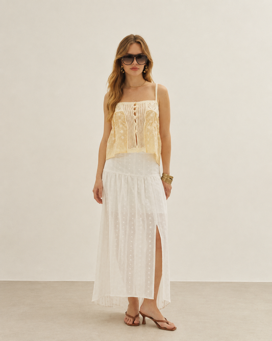 REGATA COM TRICOT CONCHA (AMARELO)