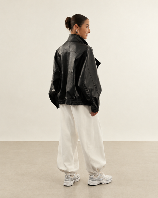 CALÇA DE MOLETOM COM RECORTES OFF WHITE