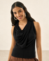 BLUSA MALHA DECOTE DEGAGÊ PRETO