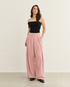 CALÇA ALFAIATARIA AMPLA PREGAS ROSA CANDY
