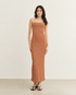VESTIDO TOMARA QUE CAIA CANELADO MARROM