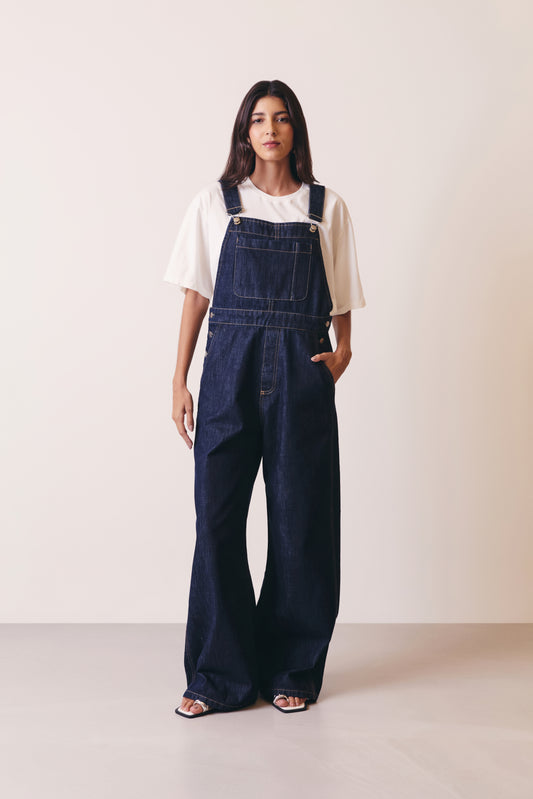 MACACÃO JARDINEIRA JEANS ESCURO