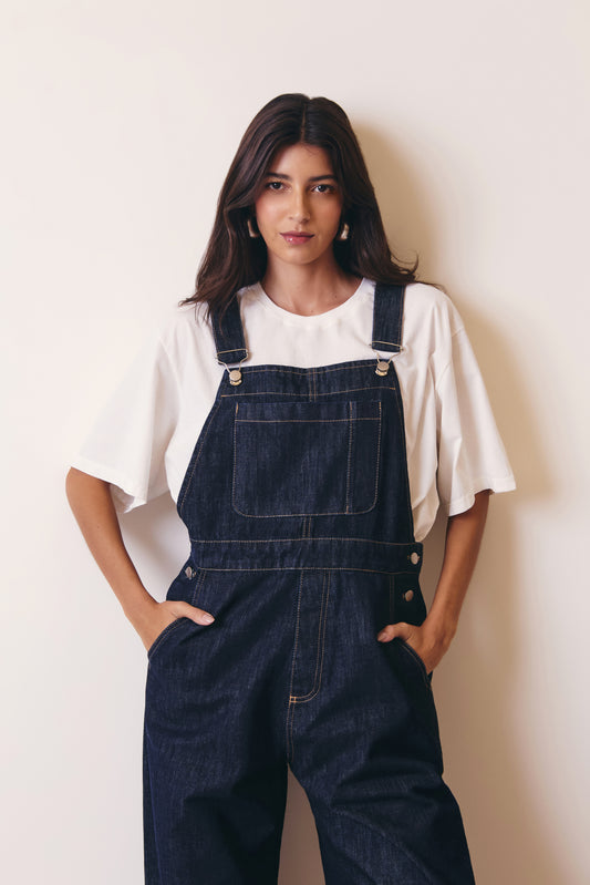 MACACÃO JARDINEIRA JEANS ESCURO