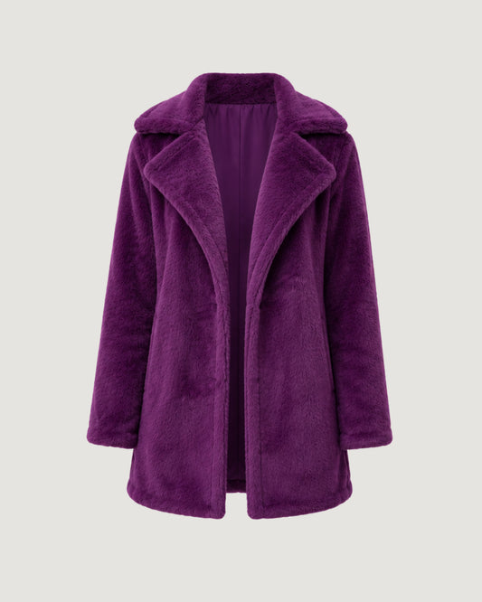 CASACO DE PELO COM BOLSO ROXO