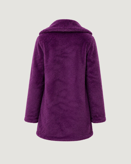 CASACO DE PELO COM BOLSO ROXO
