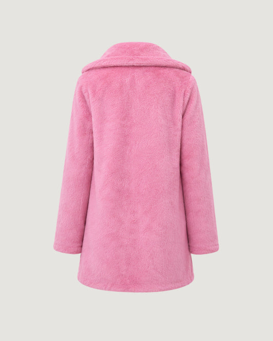 CASACO DE PELO COM BOLSO ROSA