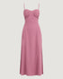 VESTIDO BUSTO ESTRUTURADO COM FENDA LATERAL FLOR SECA (ROSA)
