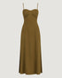 VESTIDO BUSTO ESTRUTURADO COM FENDA LATERAL HERBAL (VERDE)