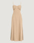 VESTIDO BUSTO ESTRUTURADO COM FENDA LATERAL BEGE