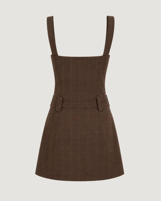 VESTIDO CINTURA BAIXA GAELIC COM OFF (MARROM)