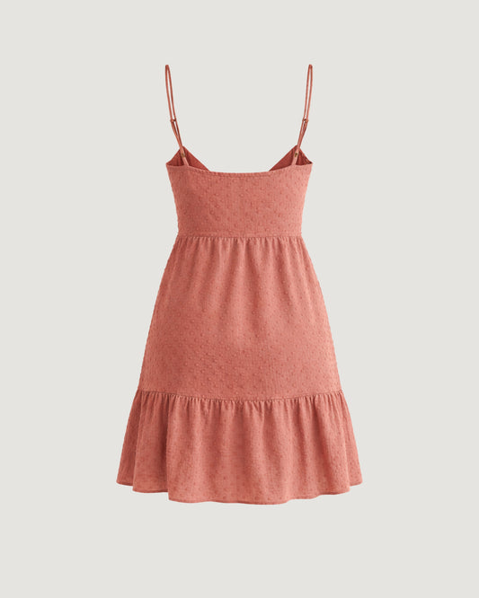 VESTIDO DECOTE V PALA NERVURA ROSA QUEIMADO