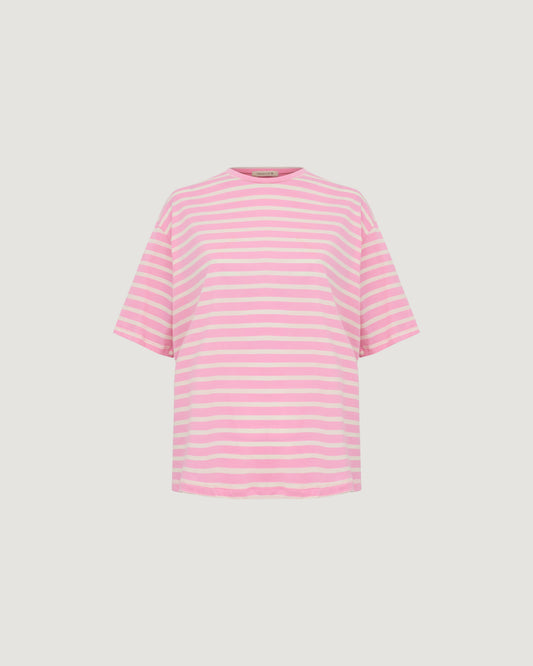 CAMISETA OVERSIZED LISTRADA ROSA