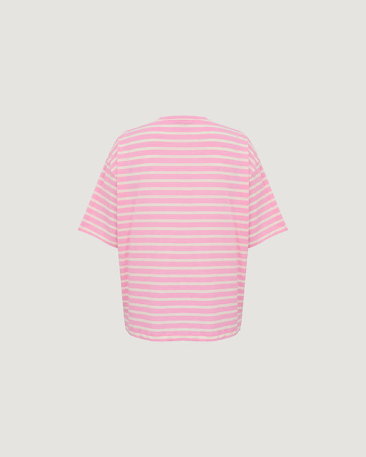 CAMISETA OVERSIZED LISTRADA ROSA