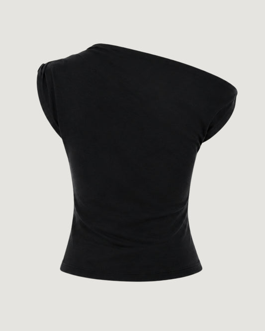 BLUSA MALHA ASSIMÉTRICA PRETO