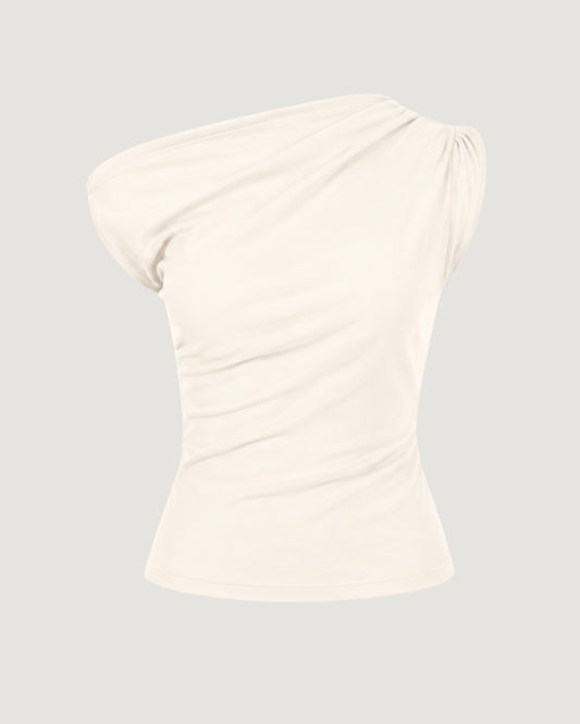 BLUSA MALHA ASSIMÉTRICA OFF WHITE