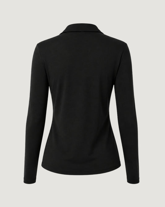 BLUSA DE MALHA COM DETALHE FRANZIDO PRETO
