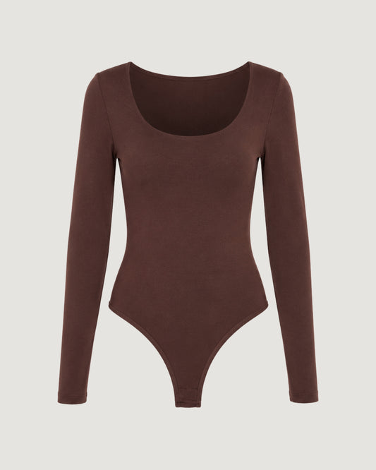 BODY COM DECOTE ARREDONDADO POUDRE DE CACAO (MARROM)