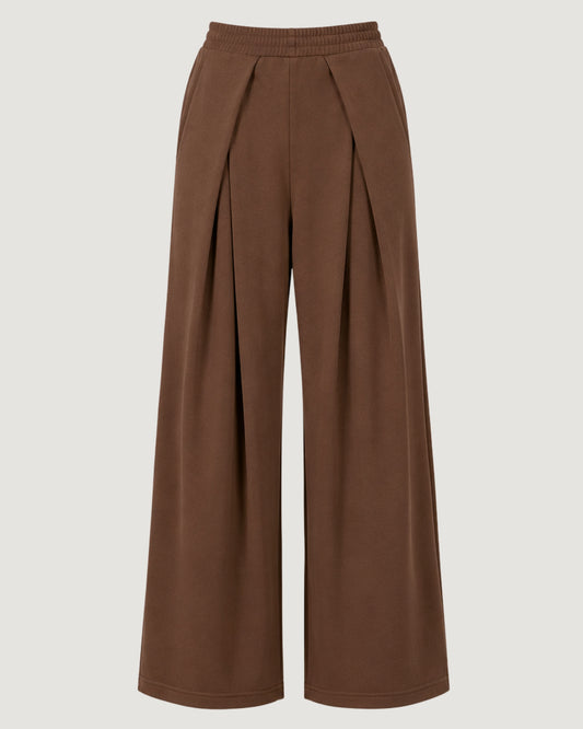 CALÇA DE MOLETOM COM PREGAS MARROM