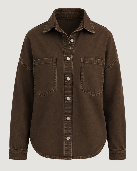 CAMISA DE SARJA OVERSIZED MARROM