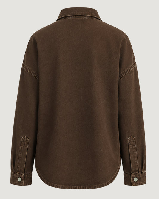 CAMISA DE SARJA OVERSIZED MARROM