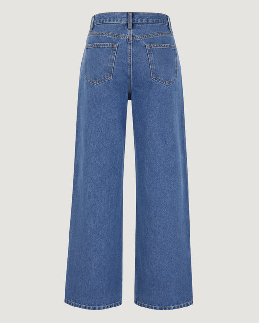 CALÇA JEANS WIDE LEG AZUL ESCURO